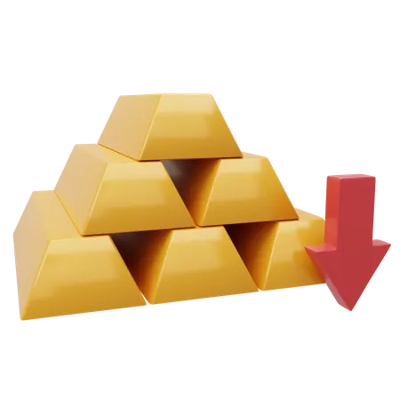 Gold Price Down  3D Icon