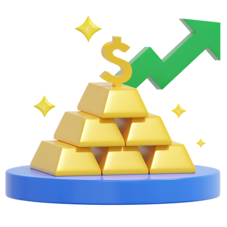 Gold Price Up  3D Icon