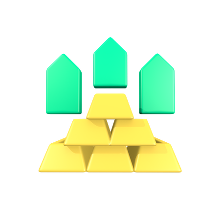 Gold Price Up  3D Icon