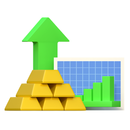 Gold Price Up  3D Icon