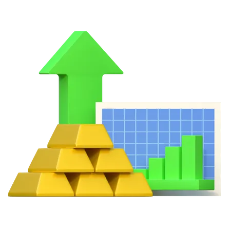 Gold Investment Price Up High Finance Icon 3 D Illustration 3D Icon