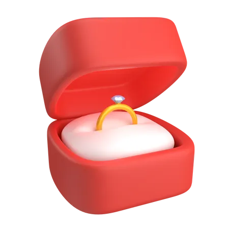 Gold Ring Box  3D Illustration