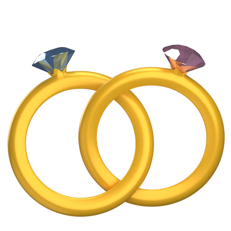 Gold Ring Couple 3D Illustration