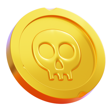 Gold Skull Coin  3D Icon