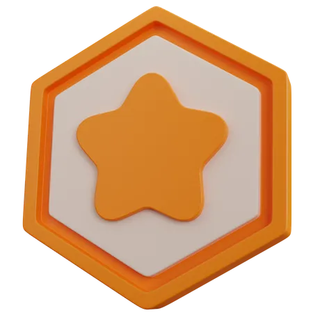 Gold Star Badge  3D Icon