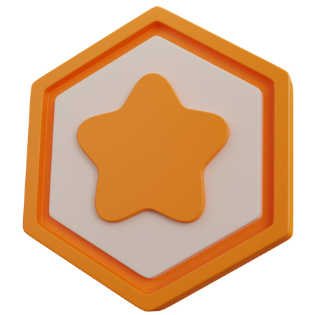 Gold Star Badge  3D Icon