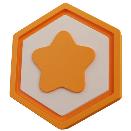3 D Rendering Gold Star Badge Isolated 3D Icon