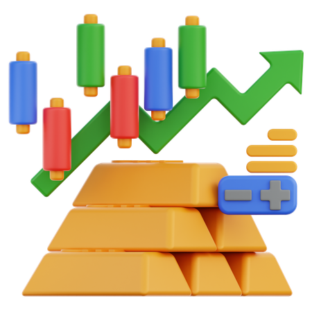 Gold Stock Market  3D Icon