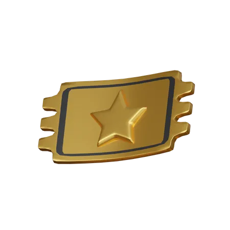 Gold Ticket 3 D Icon 3D Icon