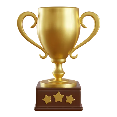 Gold Trophy Isolated On Transparent Backgrond 3D Icon