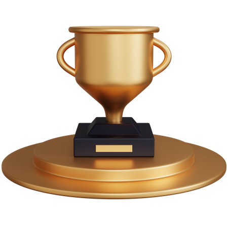 Gold Trophy On The Podium  3D Icon