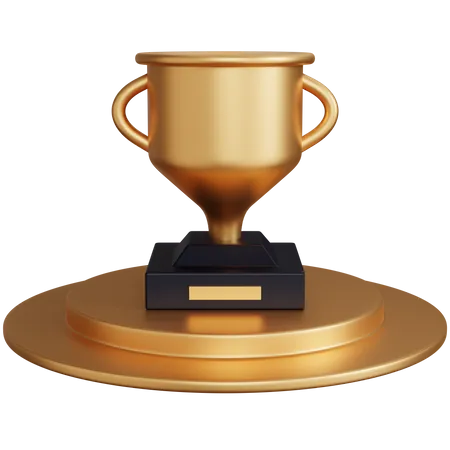 Gold Trophy On The Podium  3D Icon