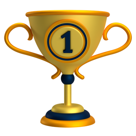 Gold Trophy With Number 1  3D Icon