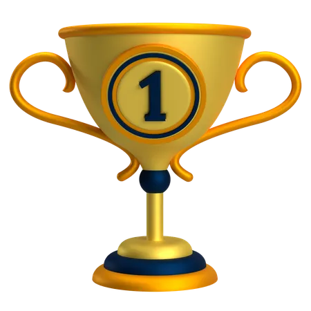 Gold Trophy With Number 1  3D Icon