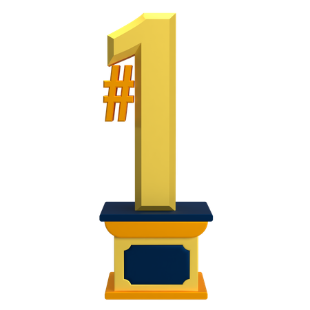 Gold Trophy With Number 1  3D Icon