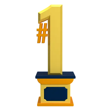 Gold Trophy With Number 1  3D Icon