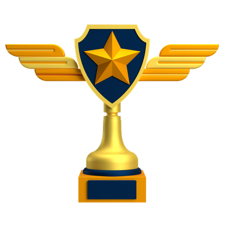 Gold Trophy With Star  3D Icon