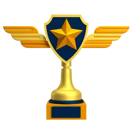 Gold Trophy With Star  3D Icon