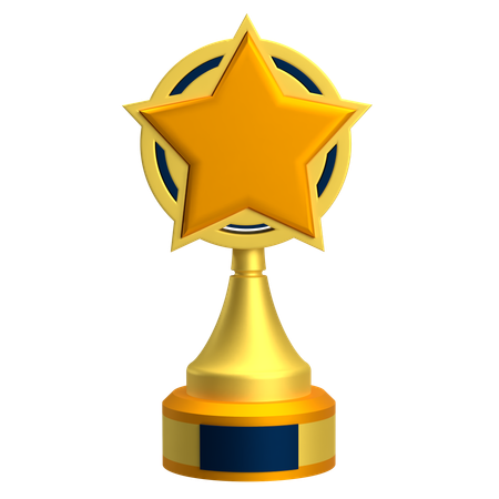 Gold Trophy With Star  3D Icon