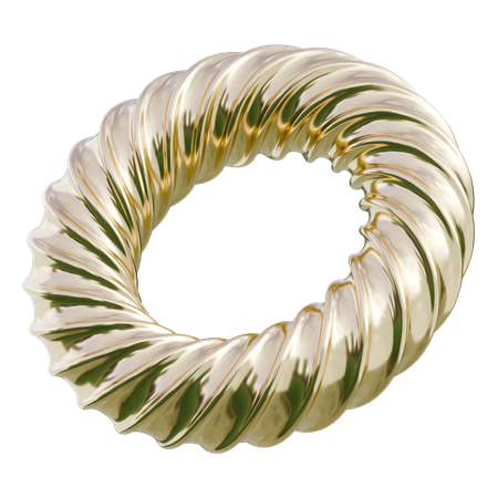Gold Twisted Rope Ring  3D Icon