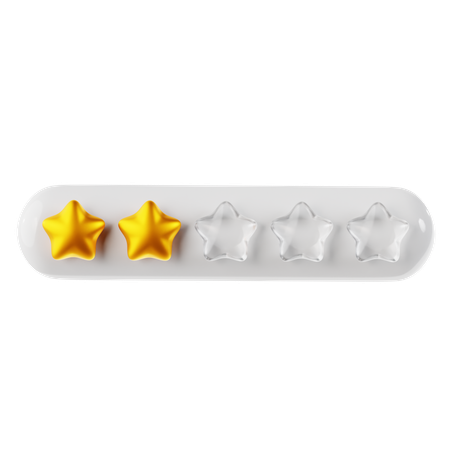 Gold Two Star Rating  3D Icon