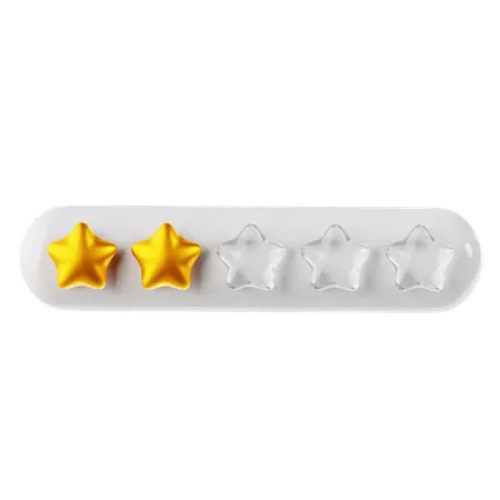 Gold Two Star Rating  3D Icon