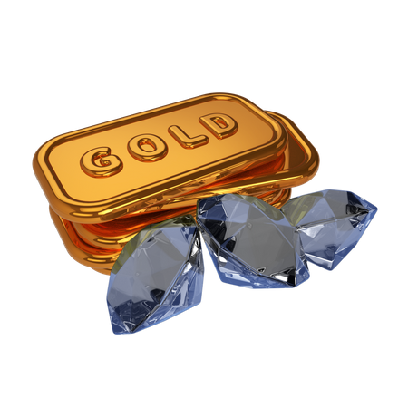 Gold und Diamant  3D Icon