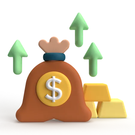 Gold Value Up  3D Icon