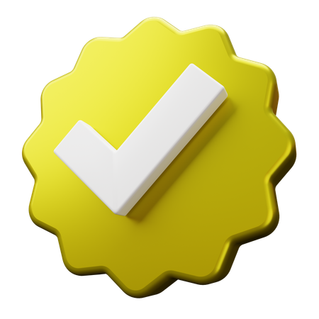 Gold Verified Tick  3D Icon