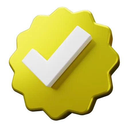 Gold Verified Tick  3D Icon
