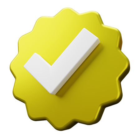 Gold Verified Tick  3D Icon