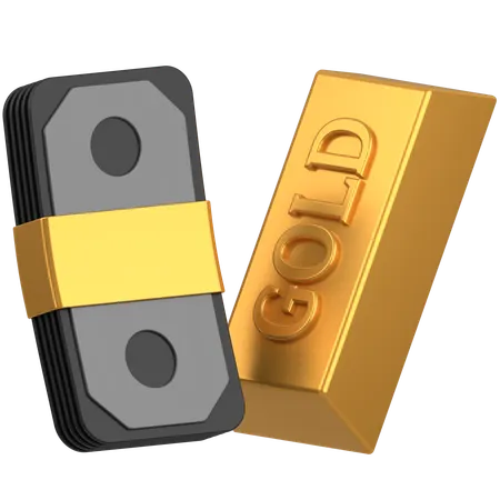 Gold with money  3D Icon