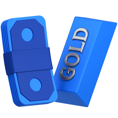 Gold with money  3D Icon