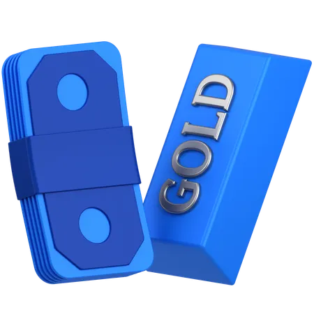 Gold with money  3D Icon