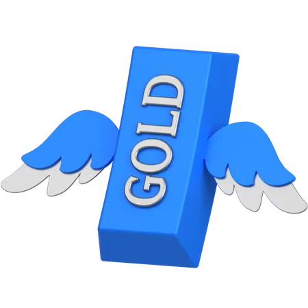 Gold with wings  3D Icon