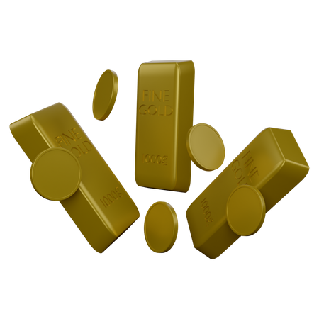 Goldbarren und Münzen  3D Icon