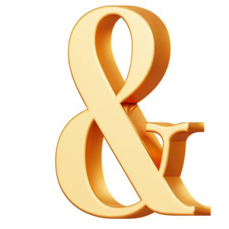 Golden Ampersand Symbol  3D Icon