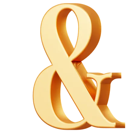 Golden Ampersand Symbol  3D Icon