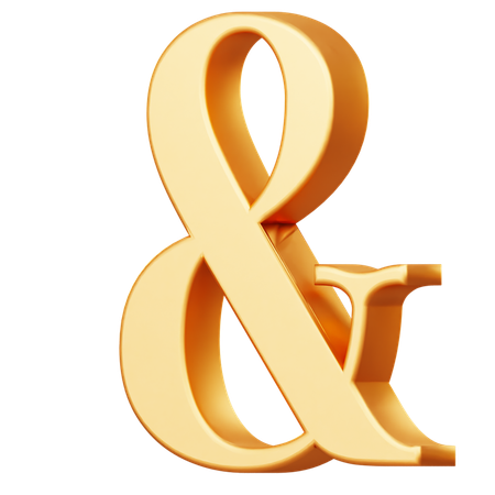 Golden Ampersand Symbol  3D Icon