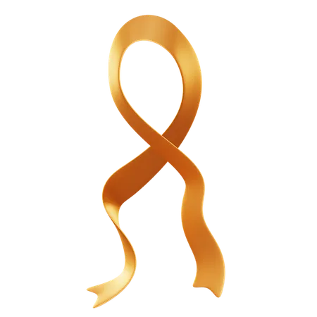 Golden Awareness Ribbon  3D Icon