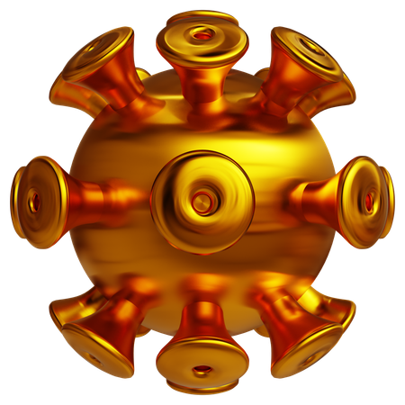 Golden Bacteria Abstract Shape  3D Icon