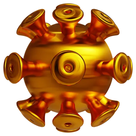 Golden Bacteria Abstract Shape  3D Icon