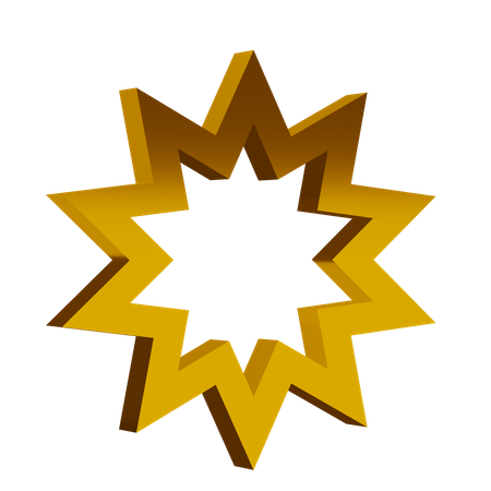 Golden Bahai Faith Symbol  3D Icon