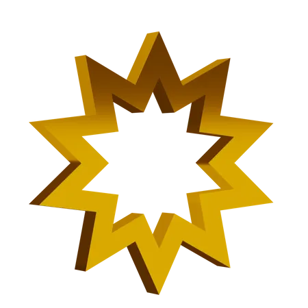 Golden Bahai Faith Symbol  3D Icon
