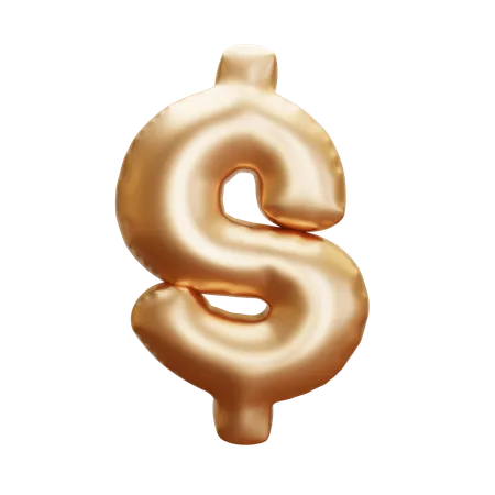 Golden Balloon Dollar  3D Icon