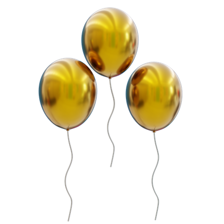 Golden balloons  3D Icon