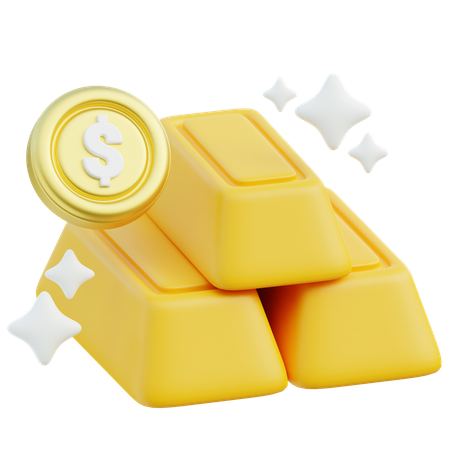 Golden Bars And Dollar Coin Concept  3D Icon