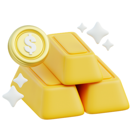Golden Bars And Dollar Coin Concept  3D Icon