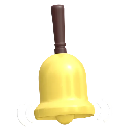 Golden bell with handle  3D Illustration