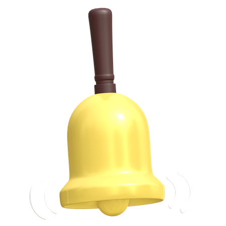 Golden bell with handle 3D Illustration